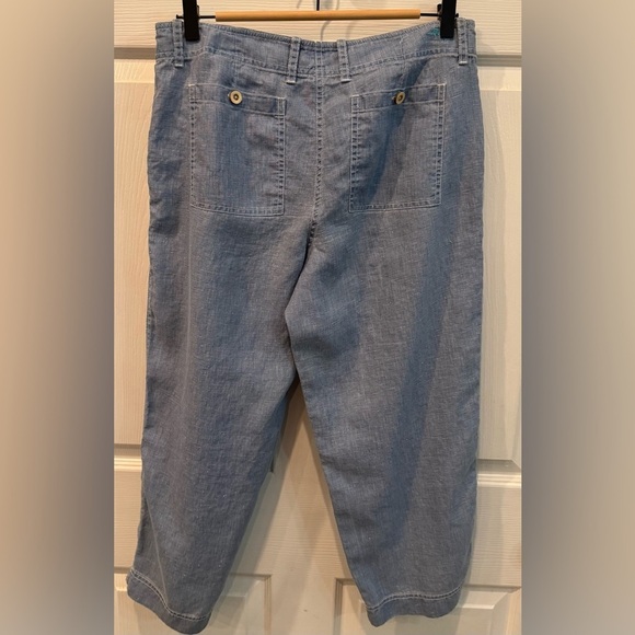 Tommy Bahama Sea Glass 100% Linen Cropped Pants Women’s Size 8 - Picture 2 of 9